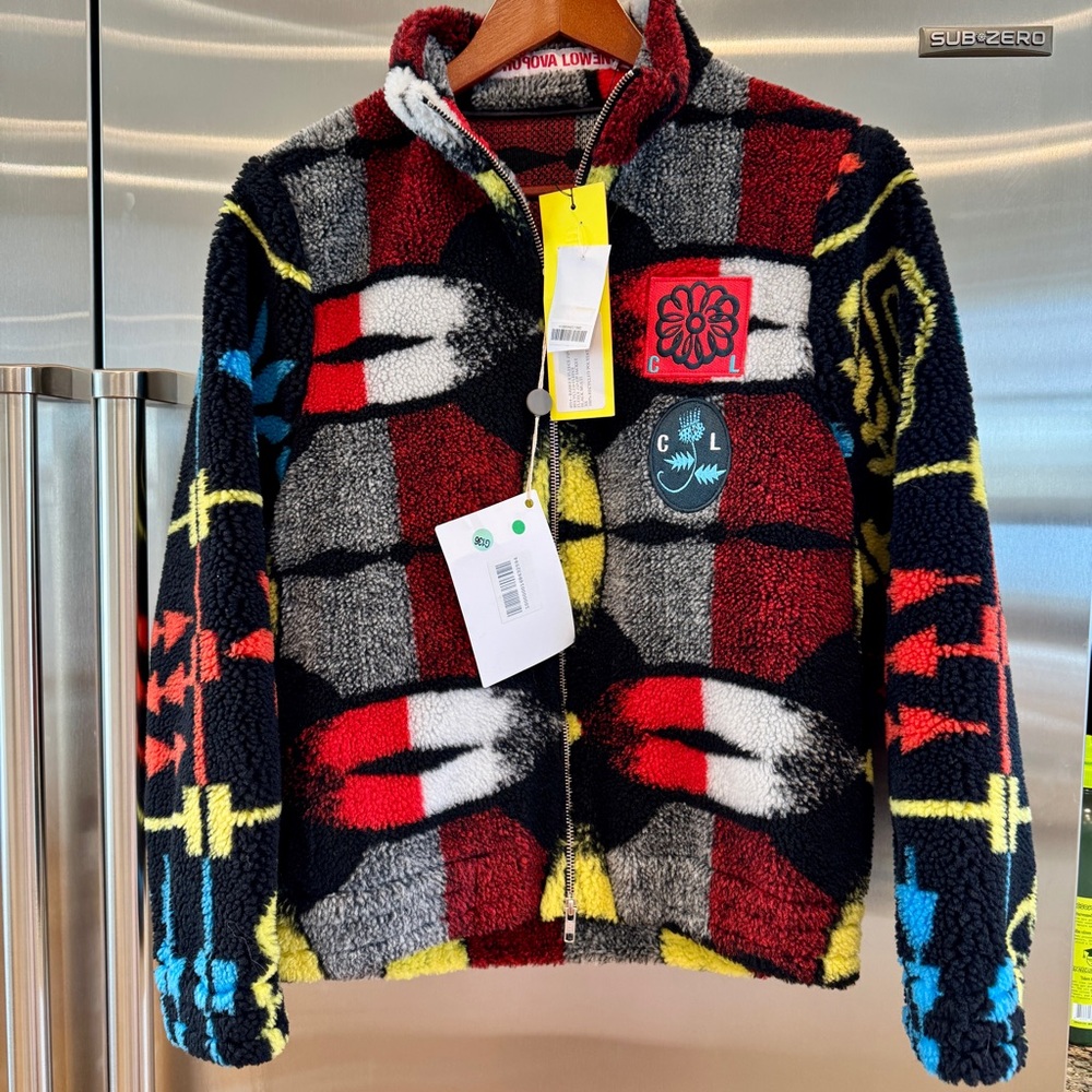 NWT Chopova Lowena Ranger Fleece Zip Up Jacket in Black Multi Brand New